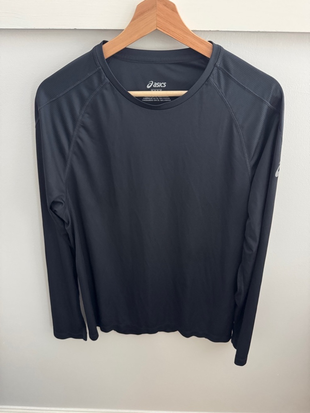 ASICS Long Sleeve Running Shirt Men’s Black Athletic Performance Top Size M